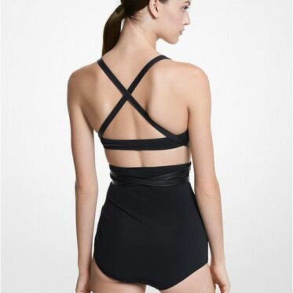 Michael Kors Women Brown Collection Swimsuit Crepe Belted Bikini Set Siz… - Picture 3 of 10
